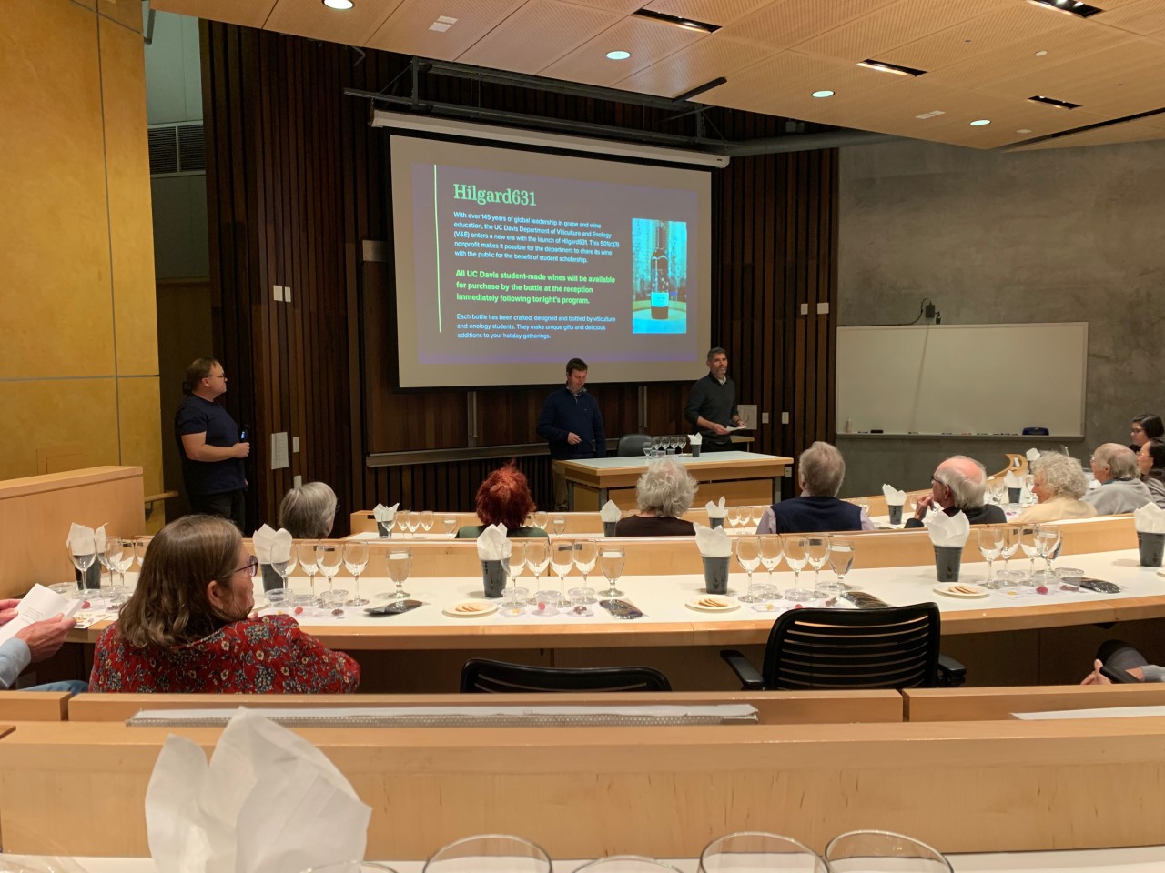 A view from my seat in the sensory theater at the UC Davis Robert Mondavi Institute