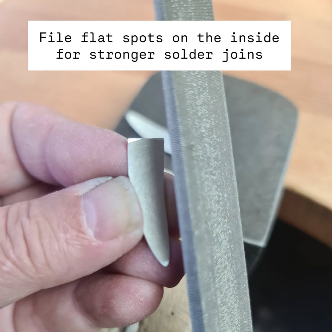 File flat spots on the inside of each shape fo stronger solder joins.