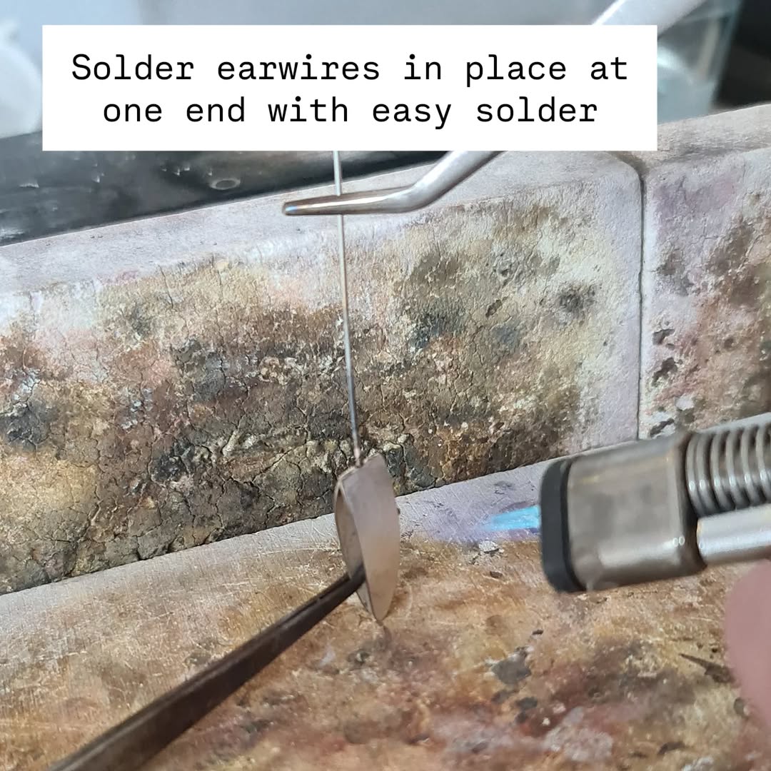Solder earwires in place at one end with easy solder.