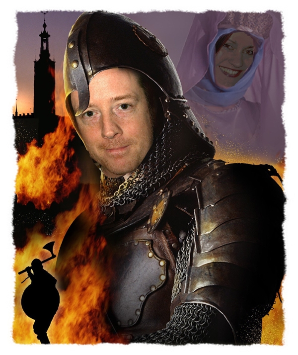 Knight fighting to protect a woman, symbolizing past life healing with Reiki
