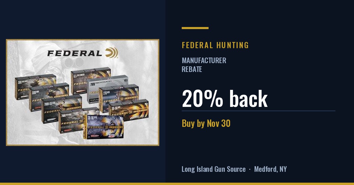 Federal fall hunting ammo: 20% back