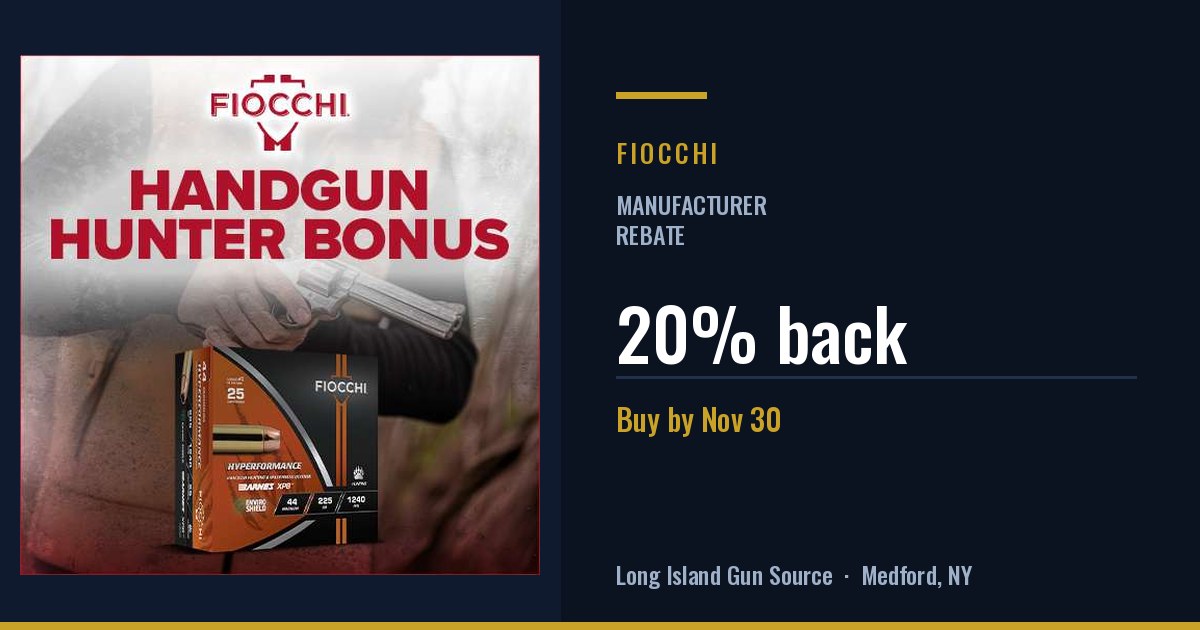 Fiocchi Handgun Hunter Bonus: 20% back