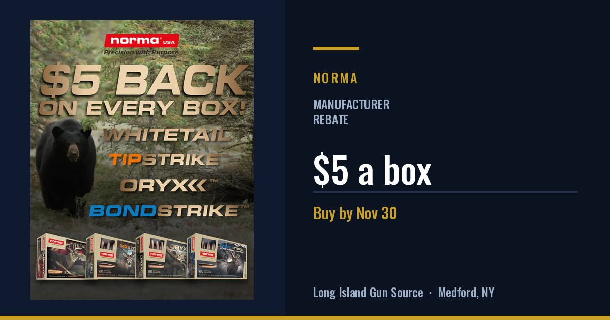 Norma fall hunting ammo: $5 a box, up to $100