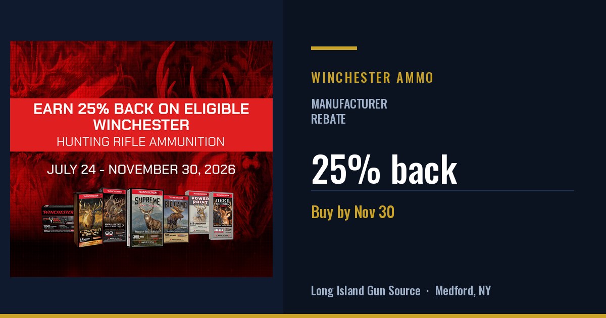 Winchester hunting and defense ammo: 25% back
