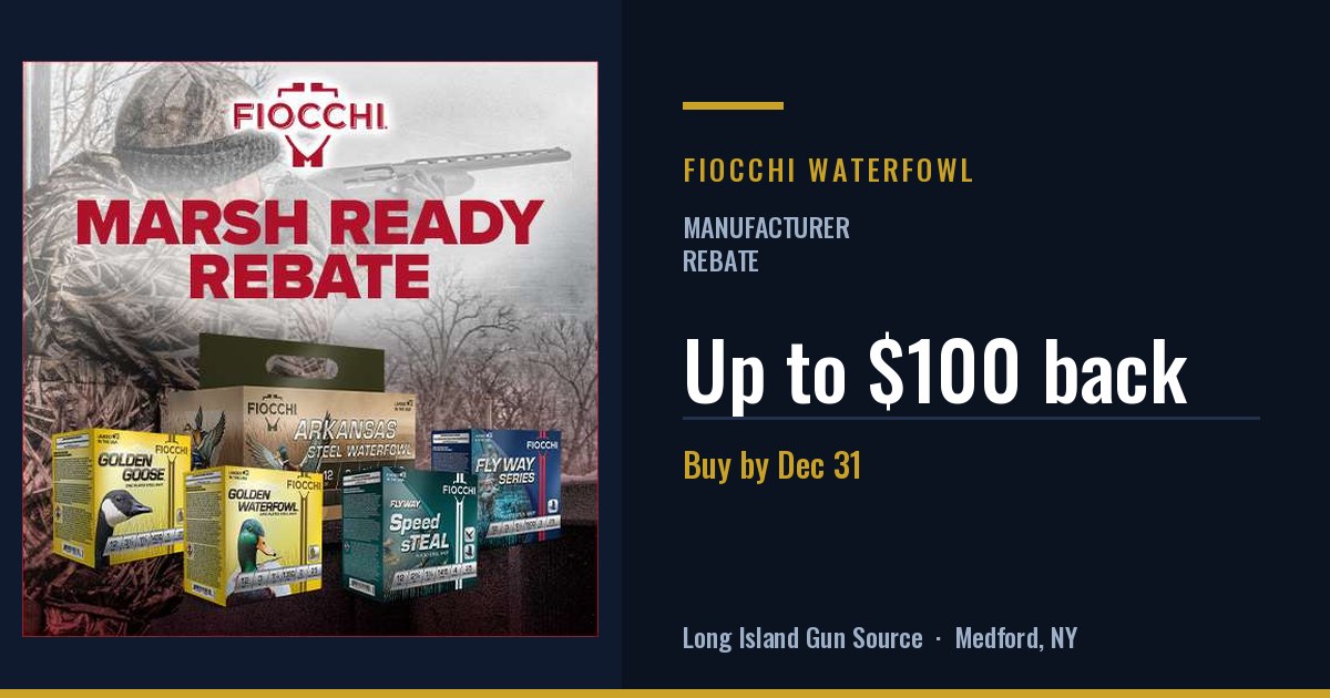 Fiocchi Marsh Ready: up to $100 back on waterfowl