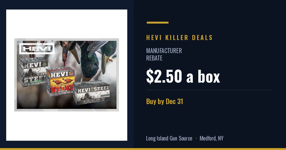 HEVI Killer Deals: $2.50 a box on HEVI-Steel