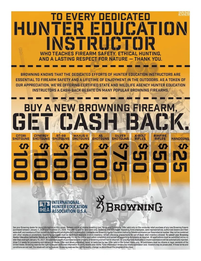 Browning Hunter Education Instructor rebate flyer