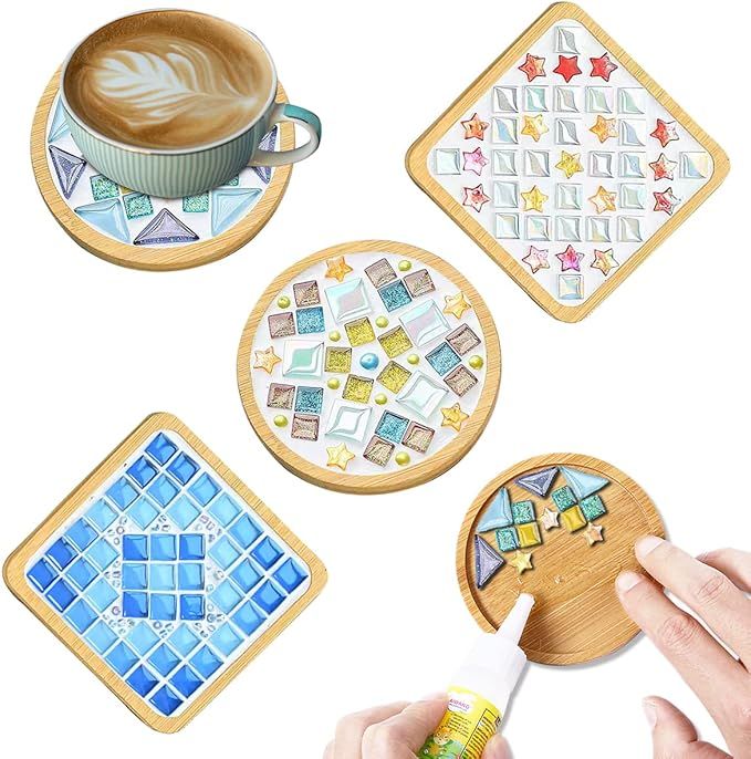 4 Sets DIY Glass Mosaic Tiles for Crafts