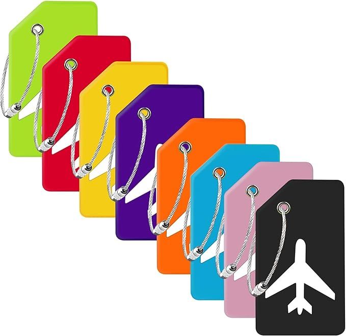 8 Pack Silicone Luggage Tag for Suitcases with Stainless Loop