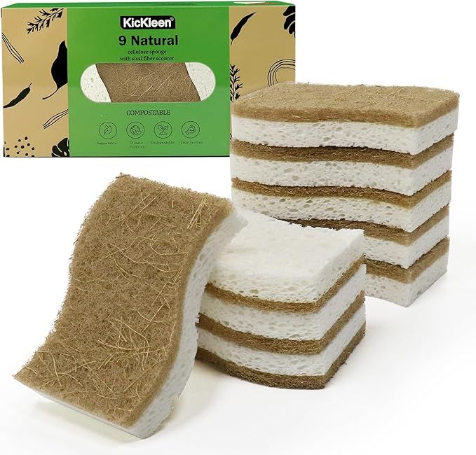 9 Pack Biodegradable Natural Kitchen Sponge