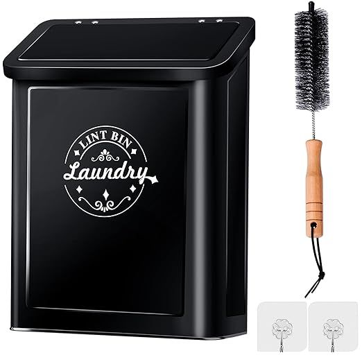 Magnetic Lint Bin for Laundry Room Organization and Storage with Brush