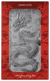 10 oz Silver Bar PAMP Good Luck Dragon