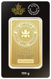 100 Gram Royal Canadian Mint Gold Bar (New in Assay)