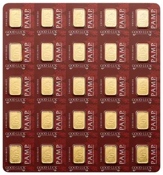 25 Gram PAMP Suisse Good Luck Dragon Multigram Gold Bar (New in Assay)