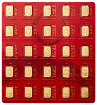 25 Gram PAMP Suisse Lunar Legends 1,000 Mile Horse Multigram Gold Bar (New in Assay)
