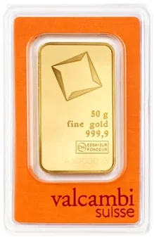 50 gram Gold Valcambi Bar (New in Assay)