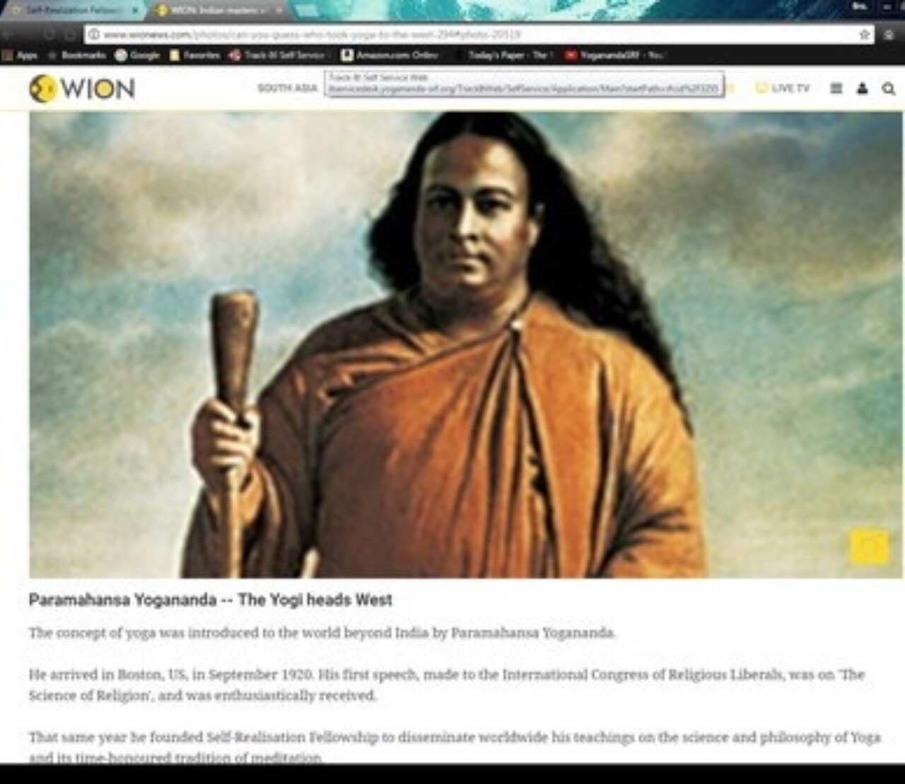 Wion features Paramahansa Yogananda