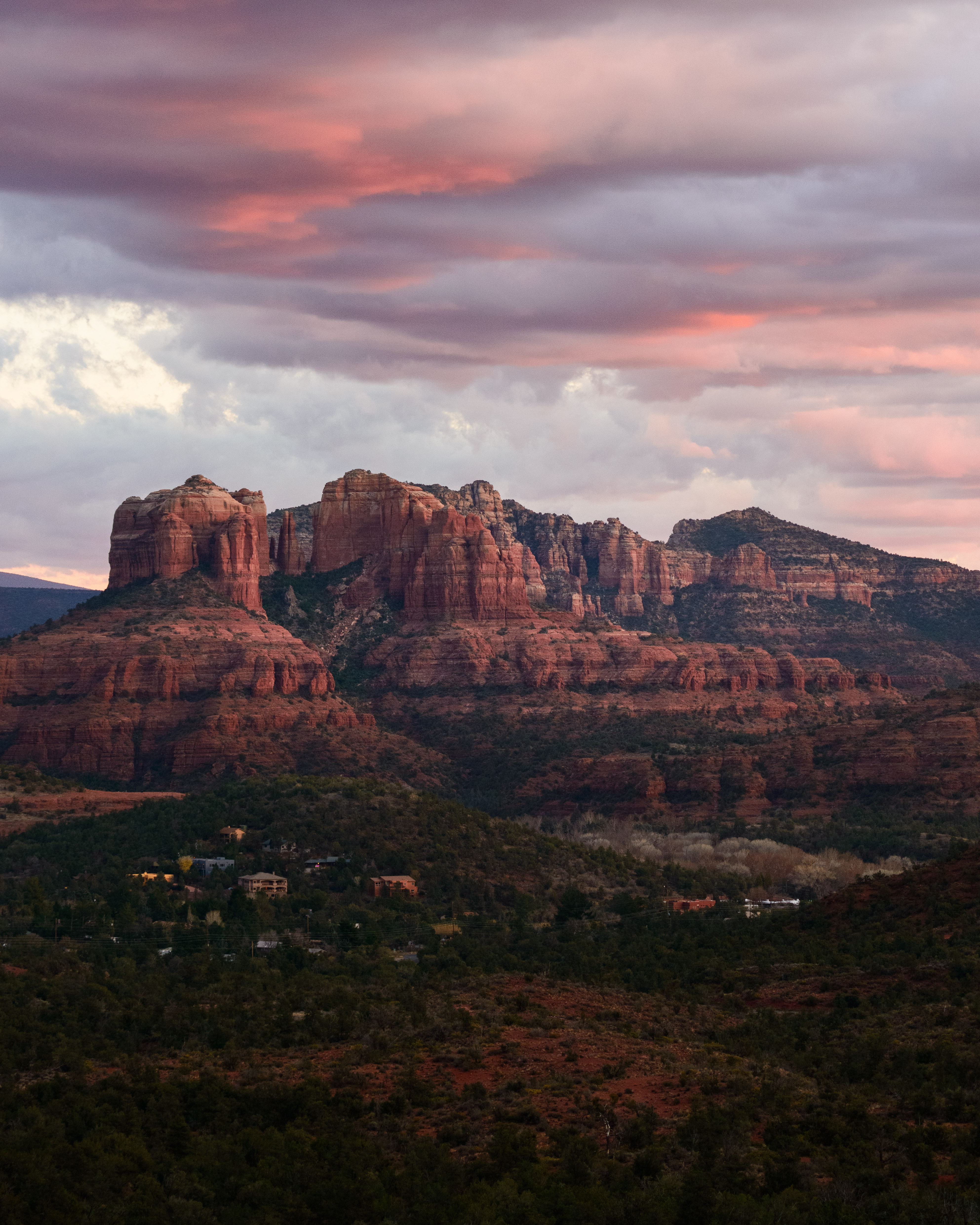portrait of sedona mountains at sunset
