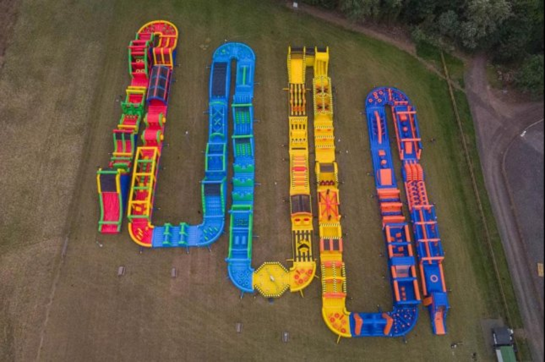 Scottish adventure park installs world's longest inflatable obstacle course