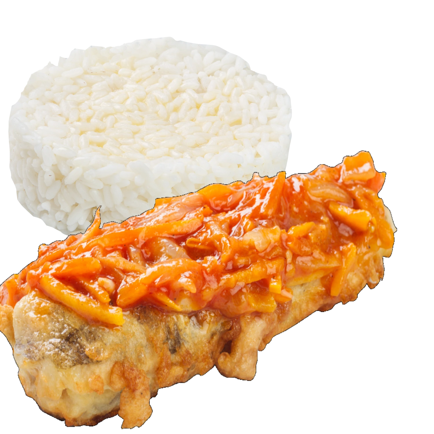 Риба в томатно-овочевому маринаді з рисом