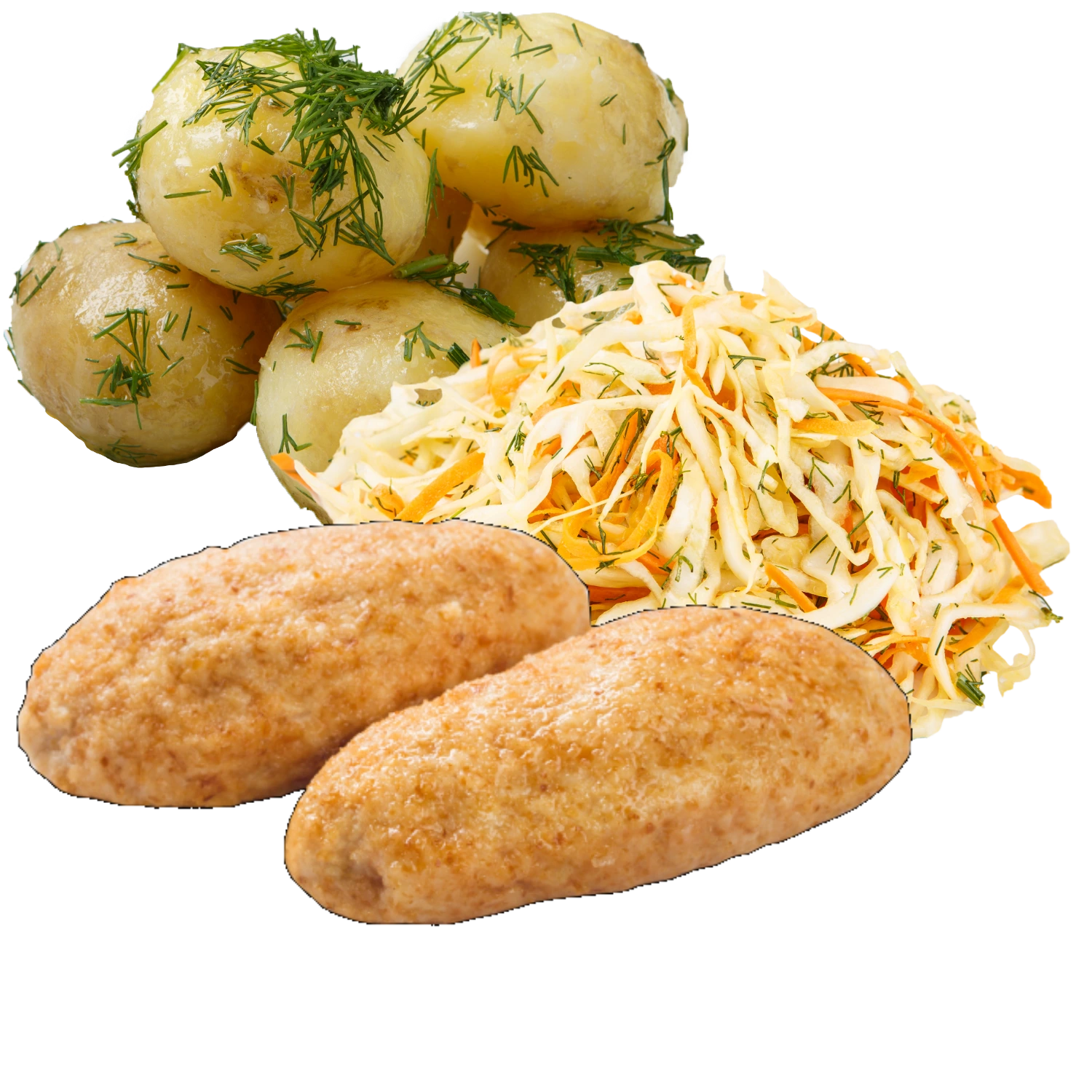 Зрази з відвареною картоплею та салатом з капусти та моркви