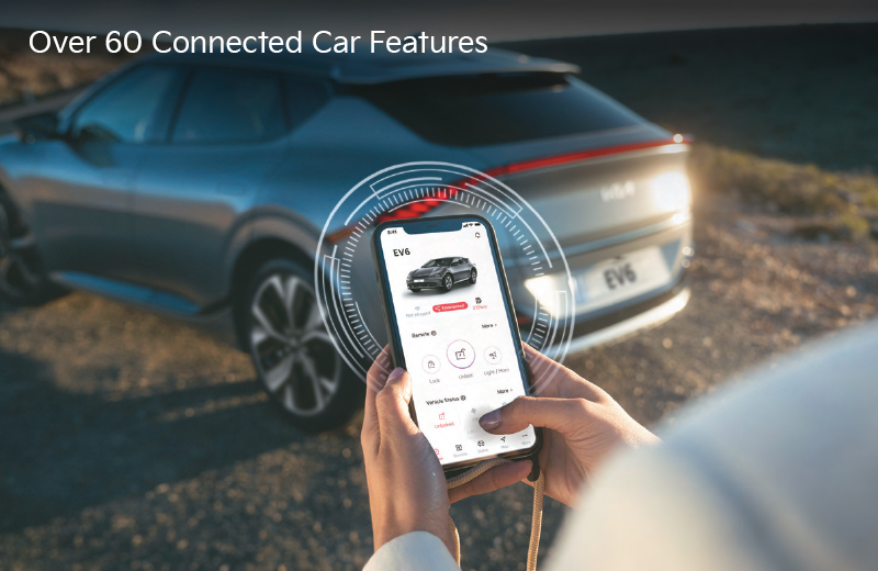 Kia Connect, with more than 60 inspirational features, keeps the EV6 connected with you wherever you are. Inside, it makes the driving a lot more convenient with access to the full range of communication, information and entertainment at any time.