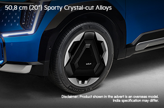 The EV9 features 50.8 cm 20” sporty crystal-cut alloys, adding a dynamic flair to its appearance.