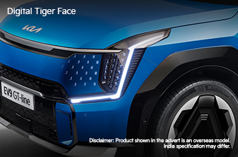 The EV9 boasts a bold Digital Tiger Face, giving it a modern and confident exterior presence.