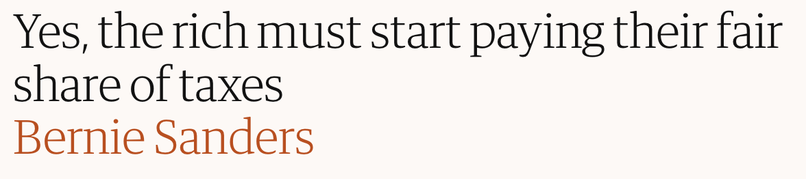 Headline: Yes, the rich must start paying their fair share of taxes