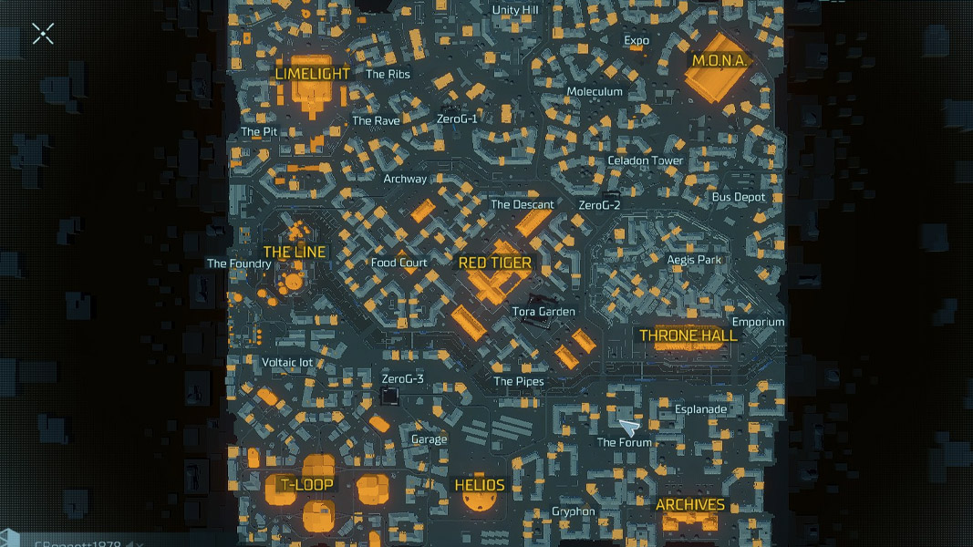 An overview of the Hyper Scape map.