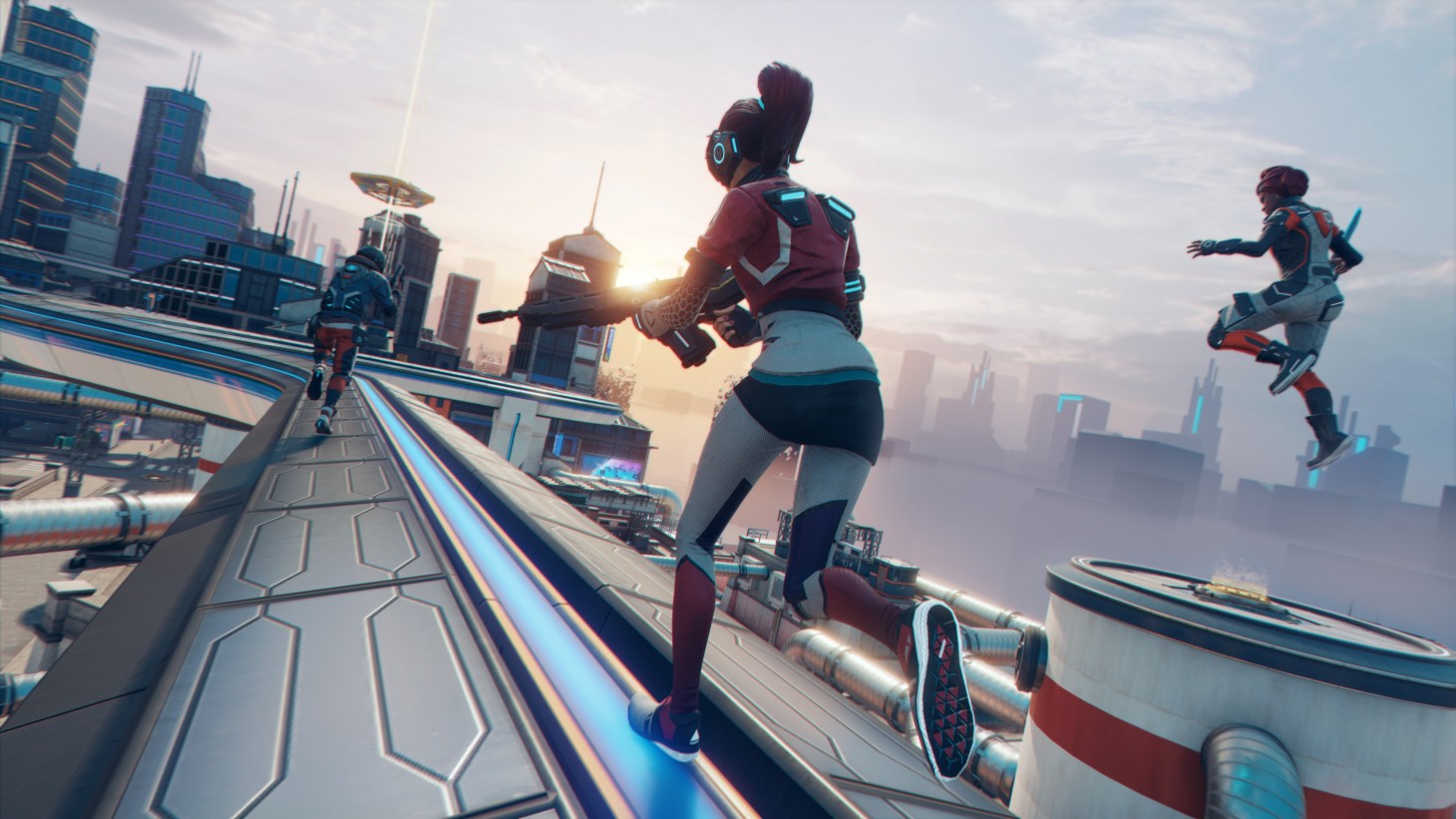 Hyper Scape running across rooftops