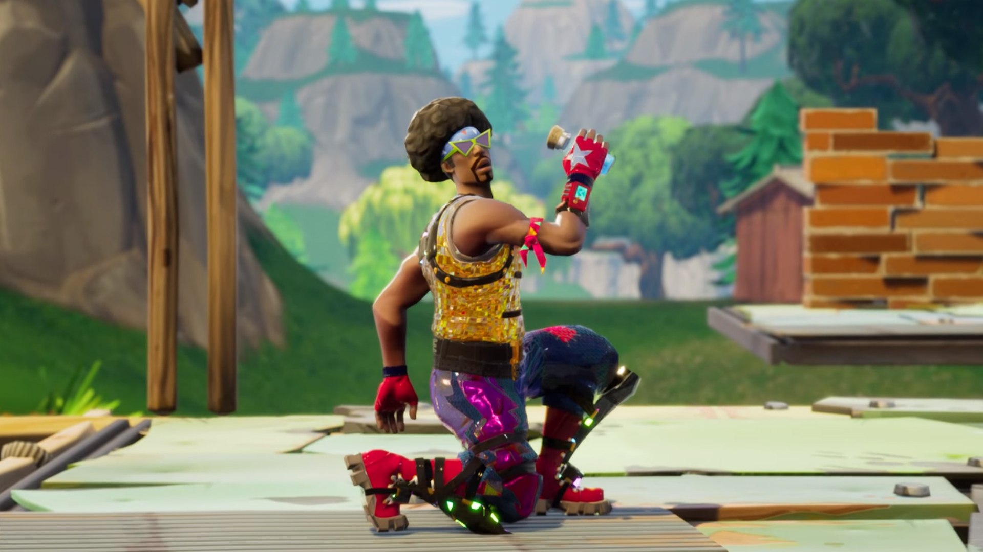 Fortnite character drinking shield potion