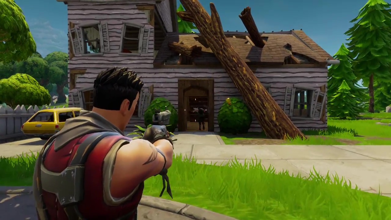 man shooting in fortnite