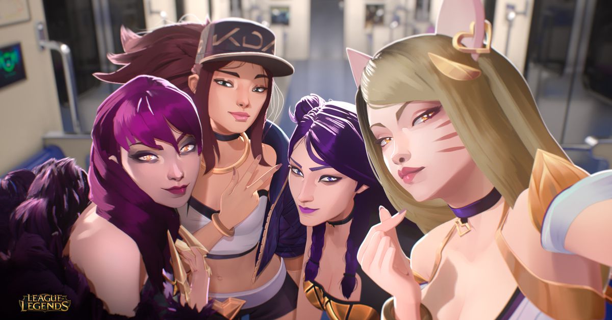 League champions Evelynn, Ahri, Akali, and Kai’Sa make up the original K/DA quartet.