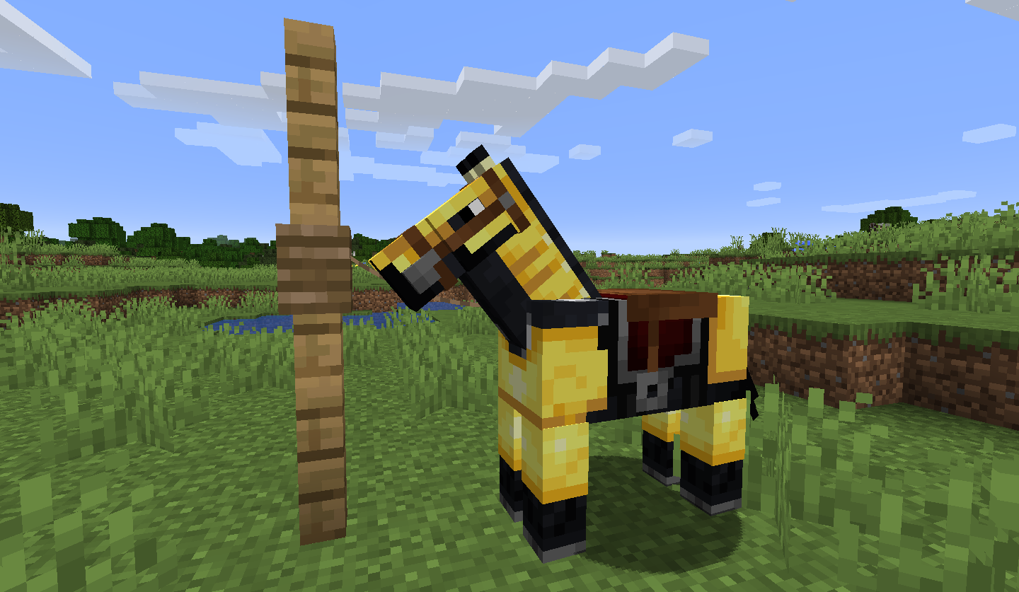 Horse tied up in minecraft