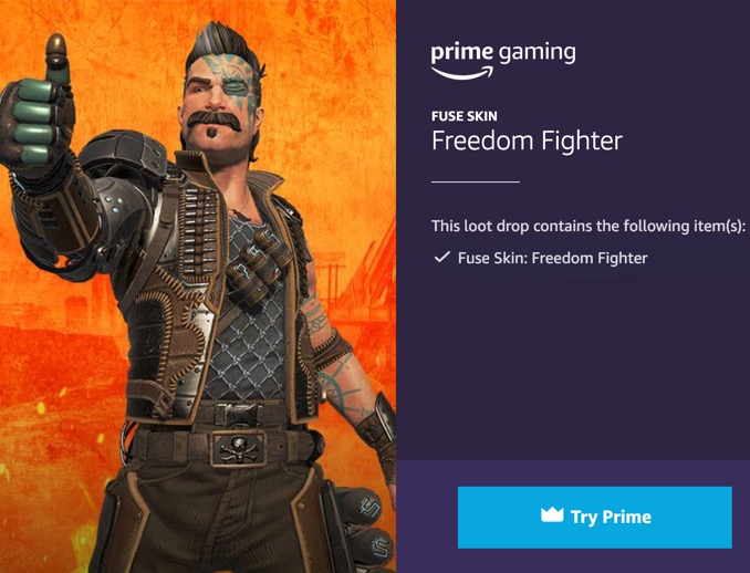Fuse apex legends prime gaming skin
