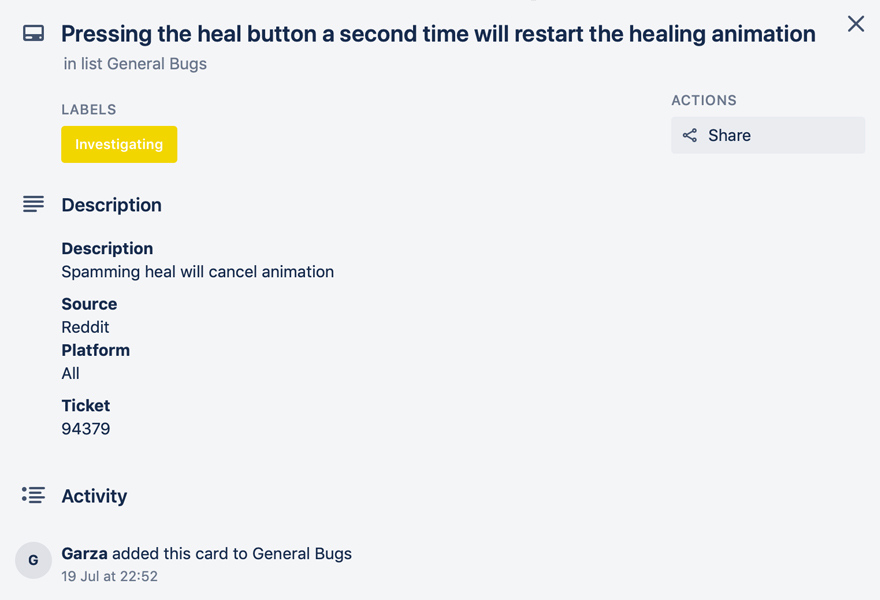 The full bug surrounding healing, as Respawn confirm they are investigating. Respawn Entertainment/Trello