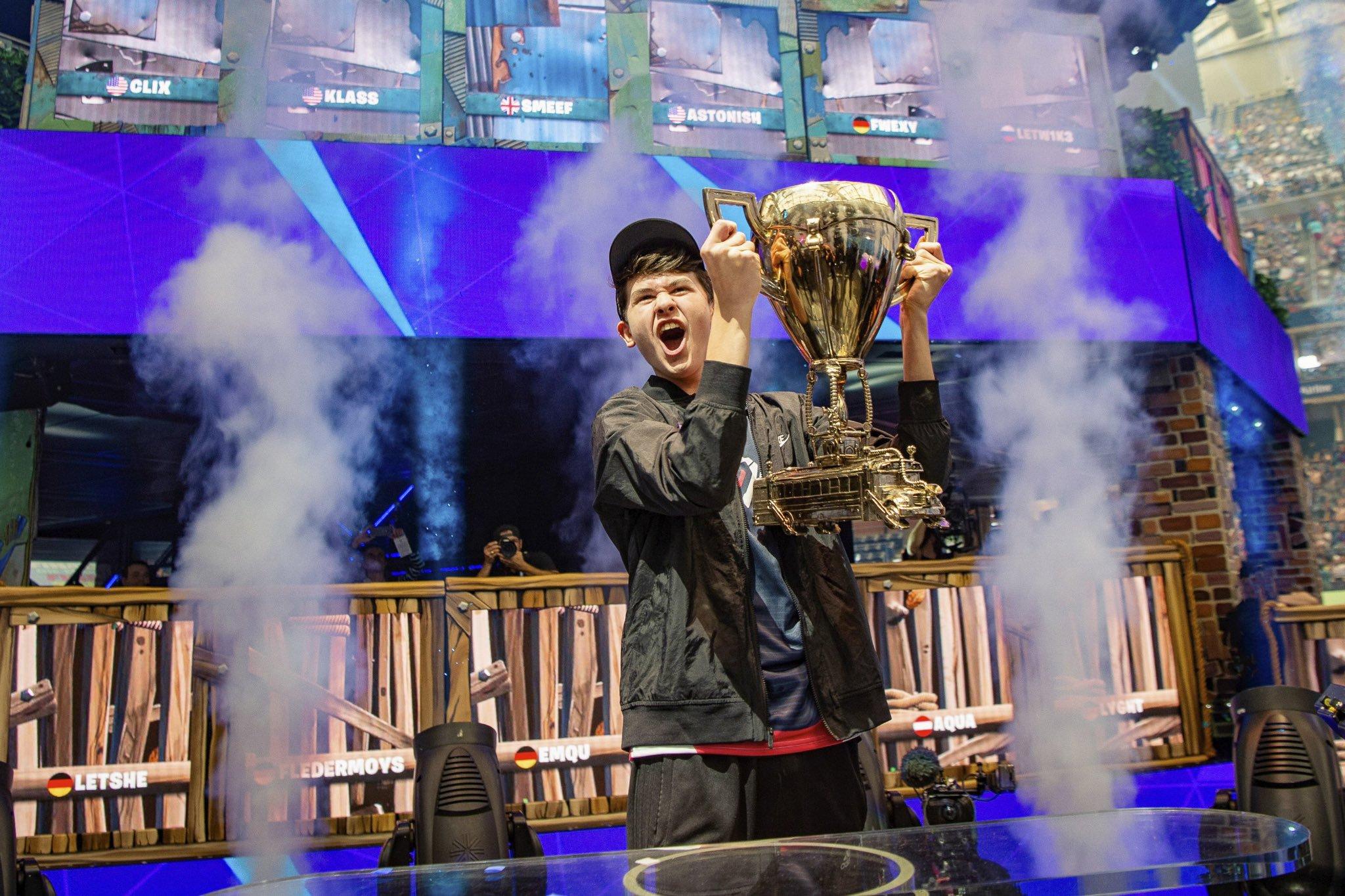 Bugha celebrates his Fortnite World Cup triumph. Epic Games