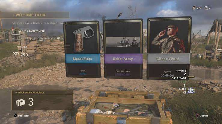 An example of a recent loot box system featured in Call of Duty: WWII Activison - Call of Duty: WWII