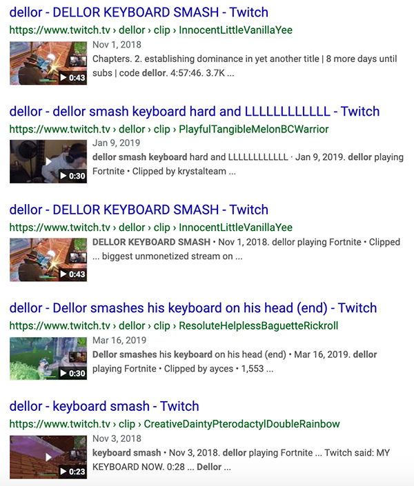 A simple Google search returns plenty of clips from dellor's now-banned channel of his smashes.