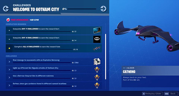 Players can unlock the new cosmetics by completing "Welcome to Gotham City" challenges. Epic Games