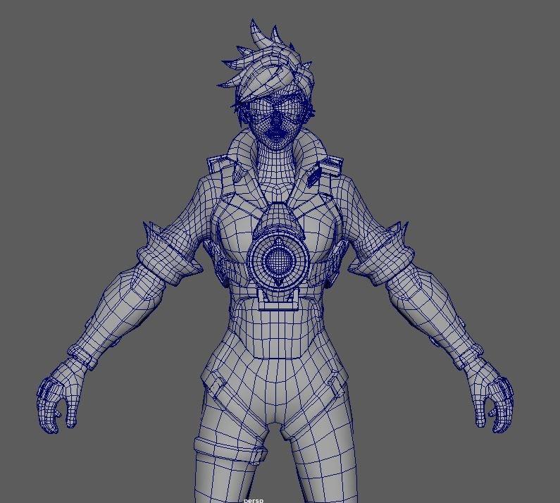 The alleged character model of Tracer in Smash Bros. TurningItIntoaSnake