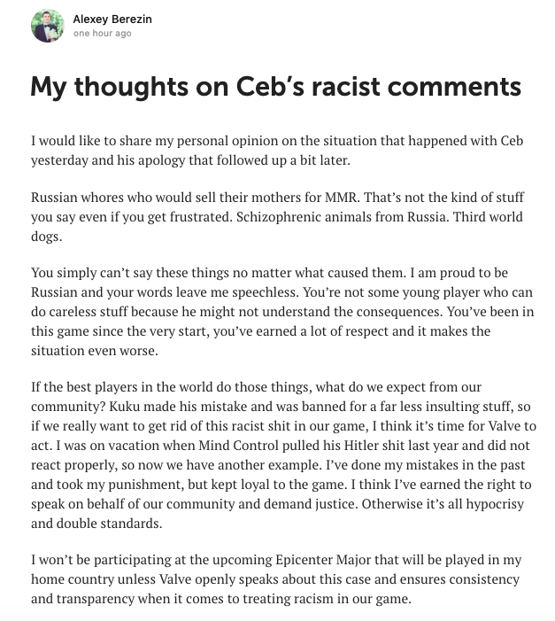 Solo's full post from VK on the Ceb situation.