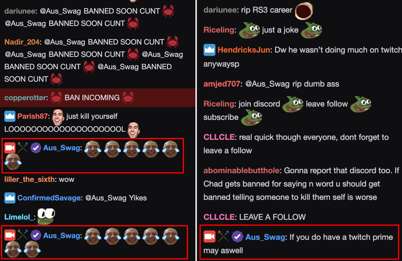 Aus_Swag responded in chat after users saw the controversial clip on social media.