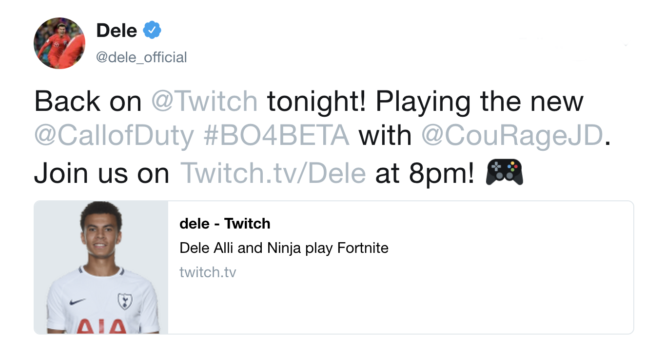 Tottenham Star Dele Alli Teaming up with CouRage to Play Black Ops 4