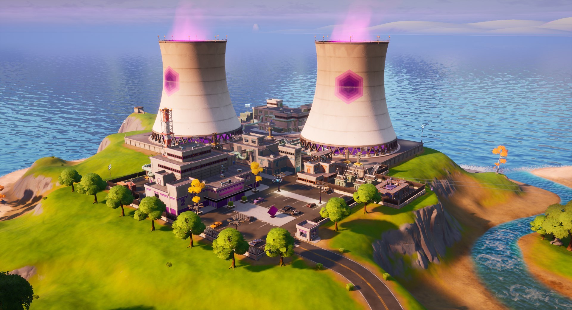 Power Plant's cooling towers sit high above the landscape. Epic Games