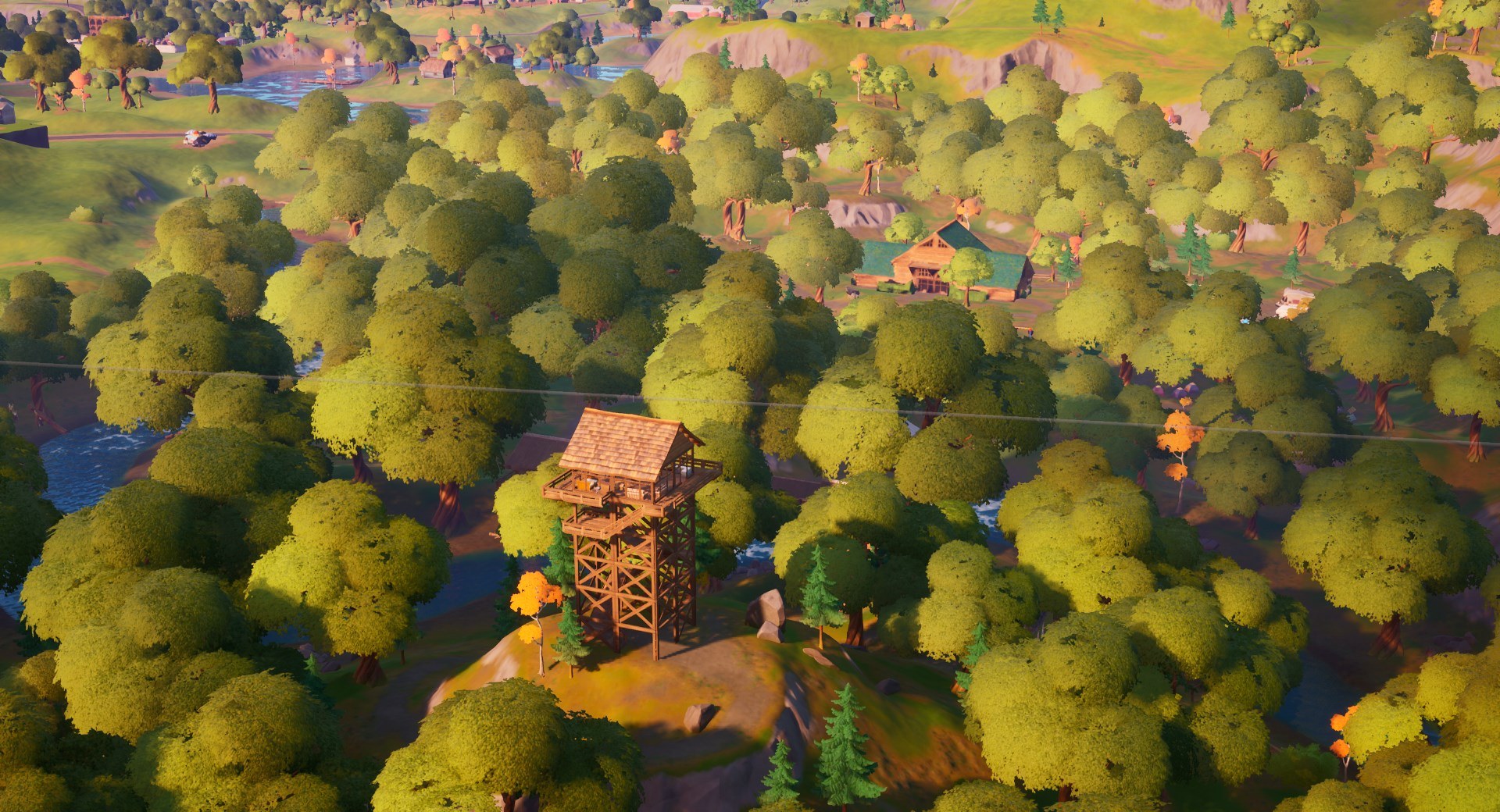 Weeping Woods covers a significant portion of the southeastern corner of the map. Epic Games