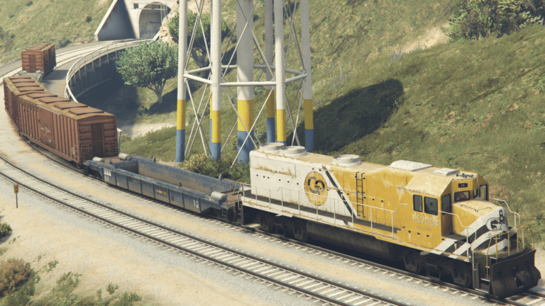 Screengrab of the train in Grand Theft Auto: V. GTABoom