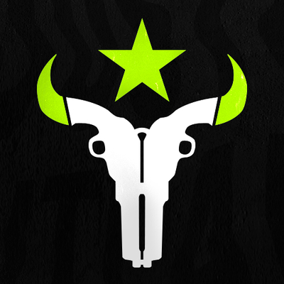 The Houston Outlaws logo features two revolvers forming a Texan longhorn skull. Houston Outlaws