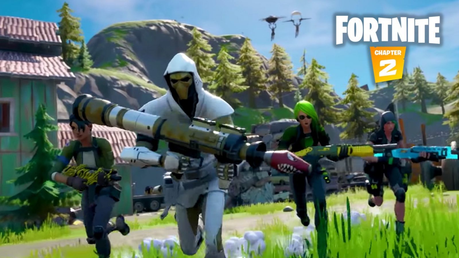 Fortnite players running with weapons